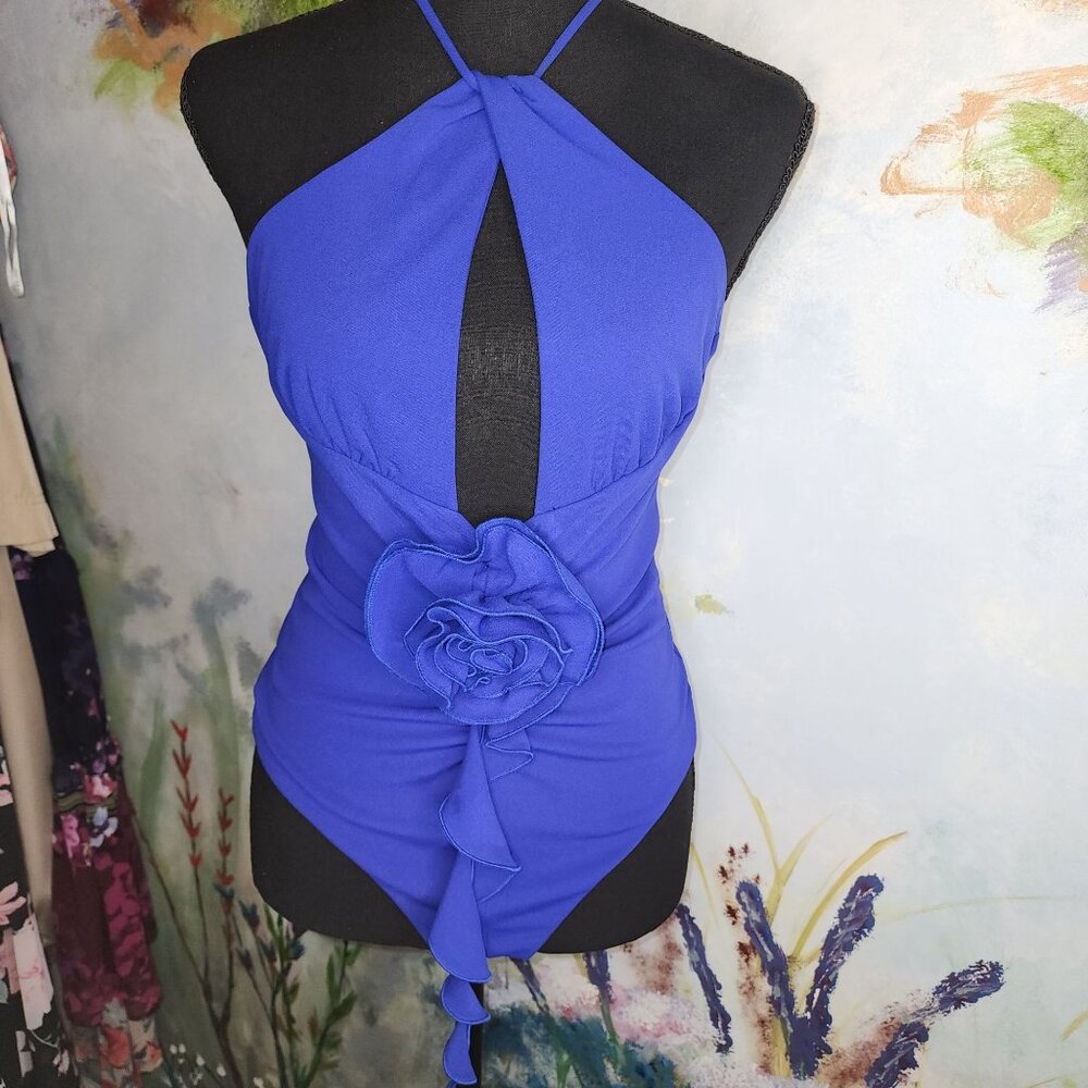 Zara NWT Size Medium Purple 3D Flower Bodysuit